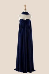 Lavender Twist Empire Chiffon Long Scarf Dress