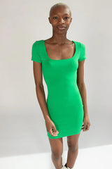 Green Double Layer Mini Dress