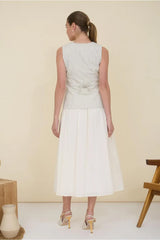 Diana Striped Vest Mixed Media Maxi Dress