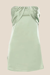 Strapless Ruched Green Split Mini Dress
