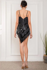 Louise Flapper Fringe Mini Dress - Black