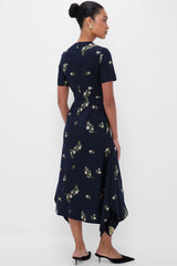 Midnight Blue Short Sleeve Midi Dress