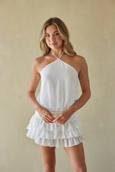 Maxine Chiffon Ruffle Mini Romper Dress