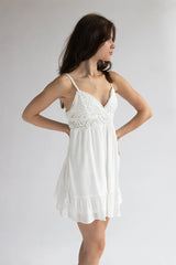 Crochet Bodice Gauze Mini Dress