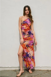Kailani Palm Print Satin Maxi Dress
