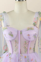 Lavender Floral Corset A-line Princess Dress