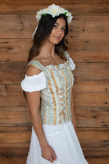 White Lace Up Milkmaid Maxi Dress