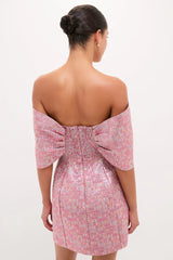Pink Multi Jacquard Off-the-Shoulder Kara Mini Dress