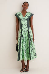 Sage Push Me to the Edge Midi Dress
