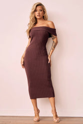Hannah Knit Midi Dress - Brown