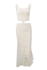 Two Piece Ivory Lace Mermaid Dress