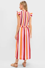 Orange, Pink & Crimson Stripe Smocked Sully Dress
