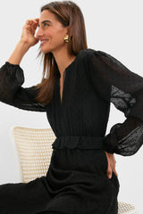 Black Textured Dot Selwyn Dress