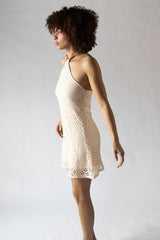 Diamond Pointelle Beaded Halter Mini Dress