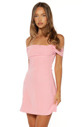 Zoella Pink Off The Shoulder Crepe Mini Dress