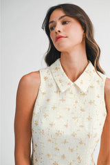 Maya Beaded Tweed Sleeveless Flared Mini Dress