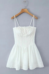 White Spaghetti Strap Bow Lace Party Skirt
