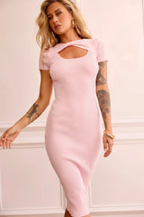 Perfect Rosey Knit Midi Dress - Pink