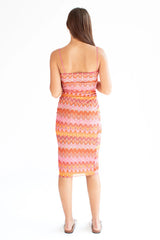 Mesh Flame Stitch Midi Dress