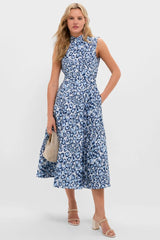 Porcelain Blues Flora Midi Dress