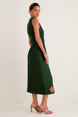 Verdant Green Crepe Embroidered Nell Dress