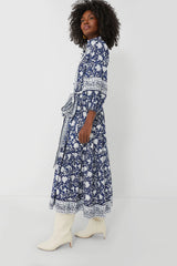 Exclusive Navy Flounce Dress