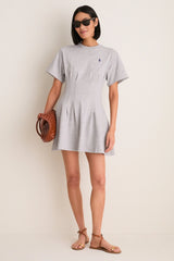 Cobblestone Heather Jersey Knit Crewneck Mini Dress