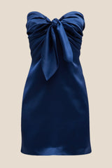 Strapless Orange Tie Front Short Dress