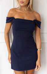 Zoella Navy Off The Shoulder Crepe Mini Dress
