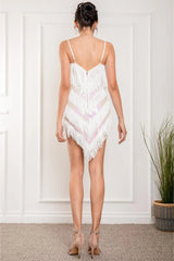 Louise Flapper Fringe Mini Dress - White