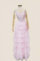 Light Blue Lace Corset Chiffon Ruffle Long Dress