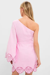 Pink One-Shoulder Seashell Surina Mini Dress