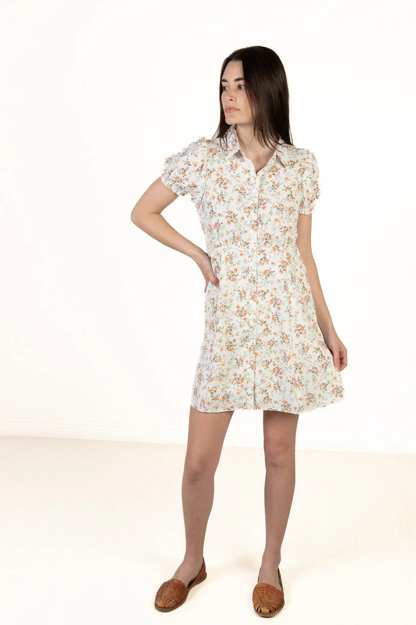White Floral Shirt Dress