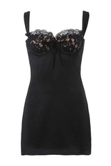 White Satin and Lace Short Dress