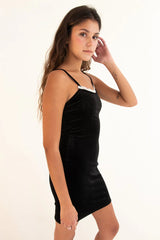 Lace And Bow Velvet Mini Dress