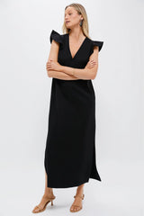 Black Flutter Sleeve Miko Dress