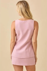 Regina George Button Blazer Romper - Rose Pink