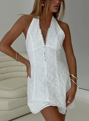 Lovelia Halter Embroidered Mini Dress White