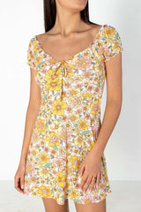 Pastel Garden Puff Sleeve Dress