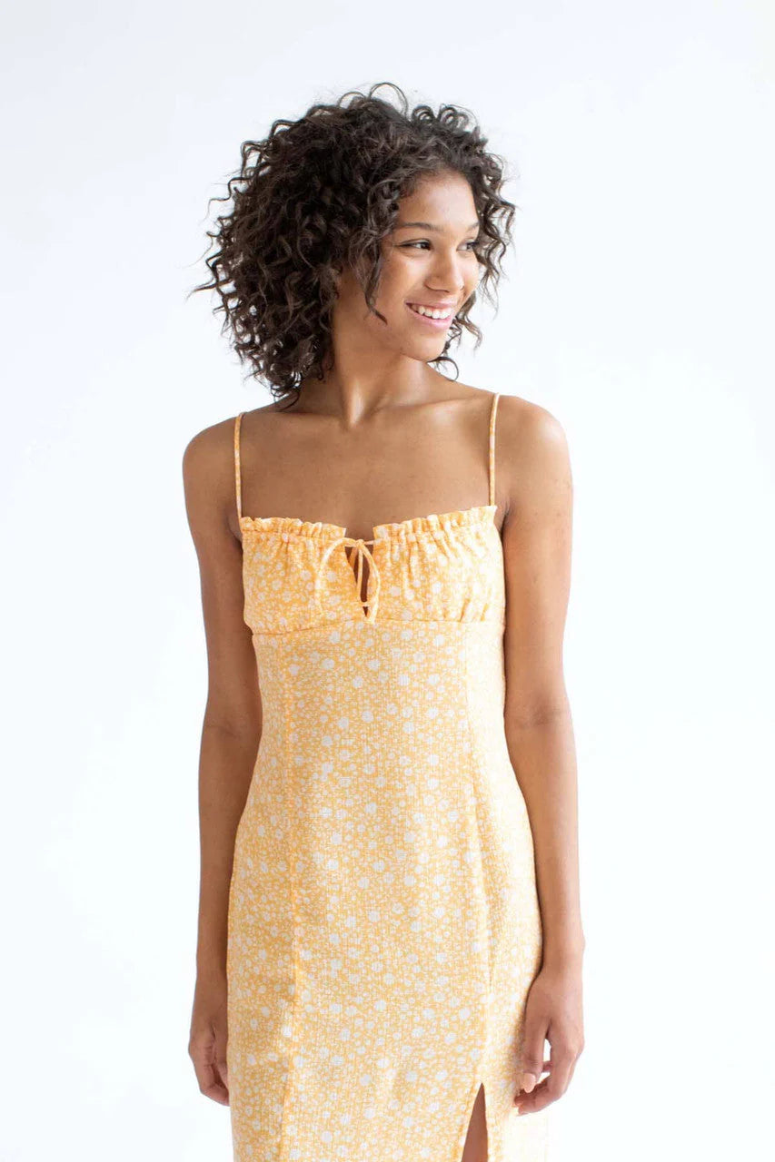 Mango Ditsy Floral Milkmaid Midi Dress
