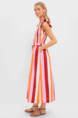Orange, Pink & Crimson Stripe Smocked Sully Dress