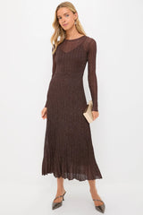 Exclusive Brown Long Sleeve Maxi Dress