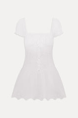 Lucien Cotton Embroidered Mini Dress - Optic White