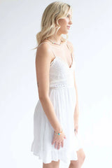 White Crochet Top Dress